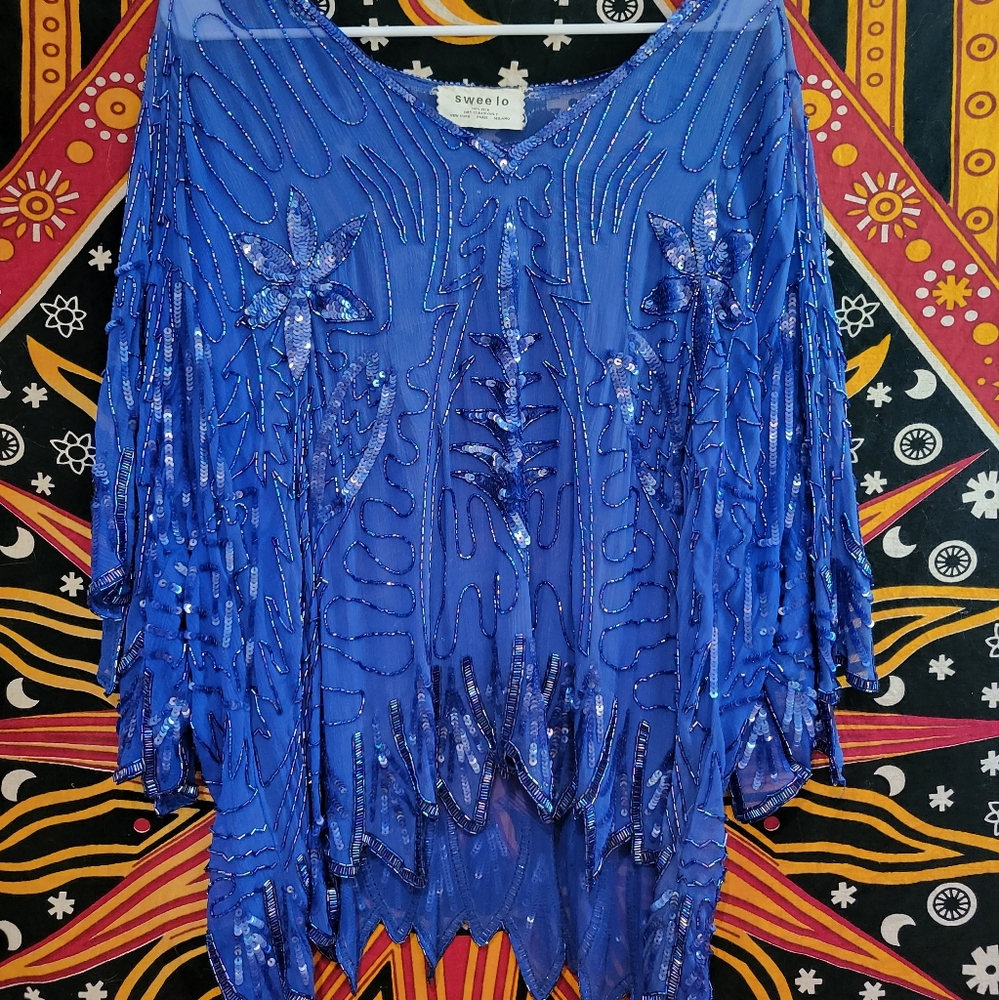 Vintage Beaded 100% Silk Top